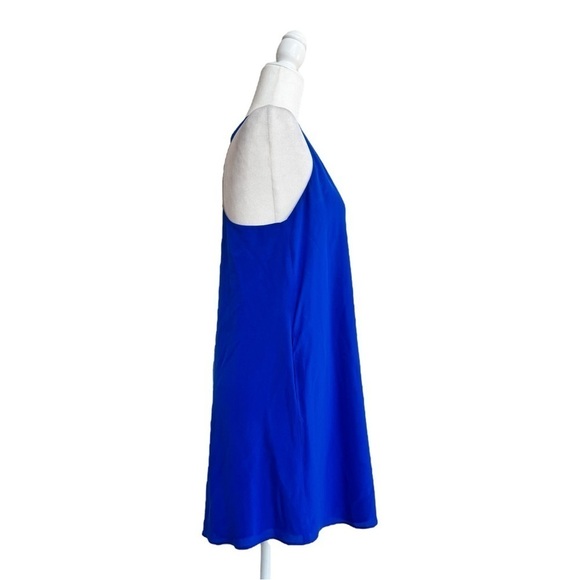 Lavender Brown Cobalt Blue Sleeveless Mini A Line Womens Size S Silk Pockets - Picture 2 of 15